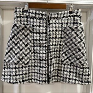HYFVE Black & White Houndstooth Zip-Front Mini Skirt Size Large